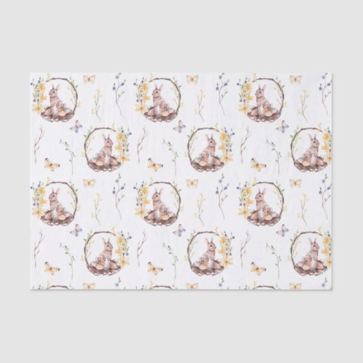 Papier Mousseline Panier Bunny de Pâques Papier Tissu (Recto)