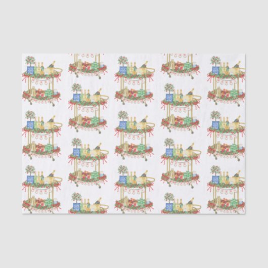 Papier Mousseline Panier de champagne de Noël en aquarelle (Recto)