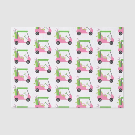 Papier Mousseline Panier de golf rose et vert Papier papier (Recto)