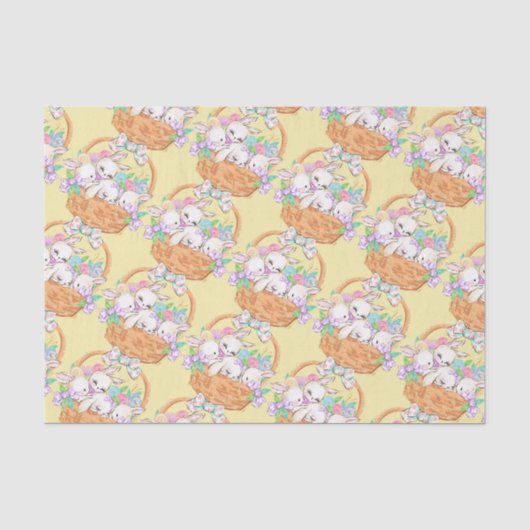 Papier Mousseline Panier de Pâques de Lapins (Recto)