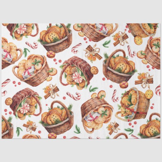 Papier Mousseline Paniers biscuits de Noël (Recto)