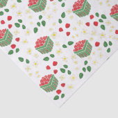 Papier Mousseline Paniers de Baies Fleurs de Fraisier Été  (Détail)