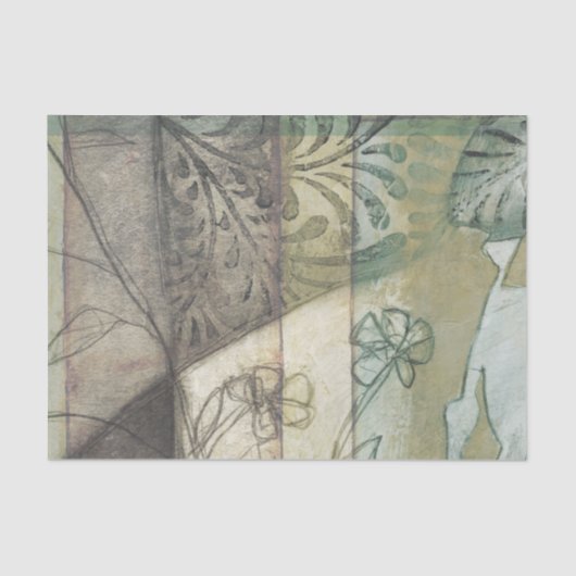 Papier Mousseline Panneau de jardin avec Feuilles, fleurs et herbe (Recto)