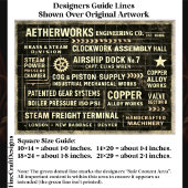 Papier Mousseline Panneau de typographie industrielle Steampunk FA5