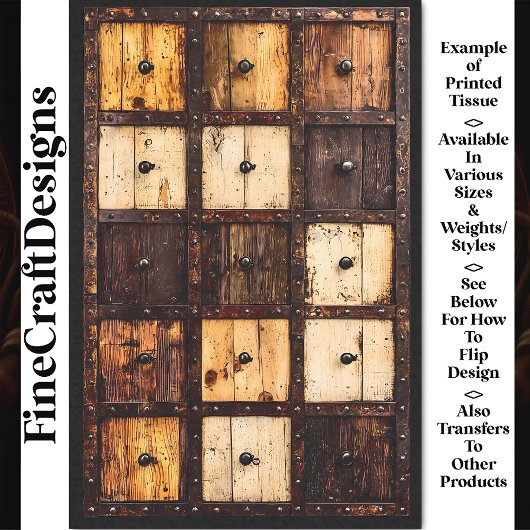 Papier Mousseline Panneau en bois à tiroirs multiples Carrés âgés AT