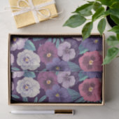 Papier Mousseline Pansies colorées sur violet profond (Cadeau)
