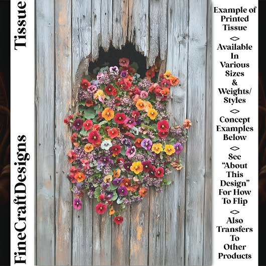 Papier Mousseline Pansies en gras gais et découpage CL6 Fleur sauvag