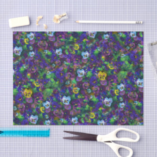 Papier Mousseline Pansies op 4