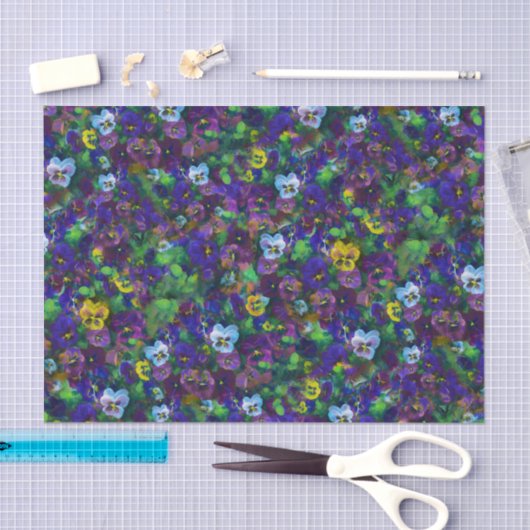Papier Mousseline Pansies op 4 (Artisanat)