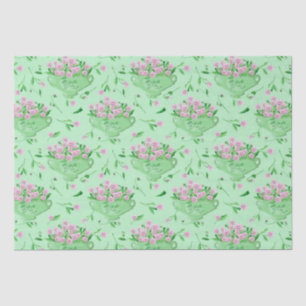 Papier Mousseline Pansies rouges bol vert et arrière - plan