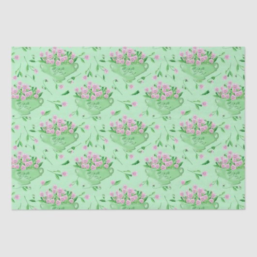 Papier Mousseline Pansies rouges bol vert et arrière - plan (Recto)