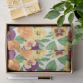 Papier Mousseline Pansies sur blanc cassé (Cadeau)