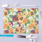 Papier Mousseline Pansies sur blanc cassé (Artisanat)