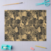 Papier Mousseline Panthère exotique / Leopard noir et or (Artisanat)