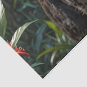 Papier Mousseline Panthère noire - Jaguar dans la Jungle Fleurs roug (Détail)