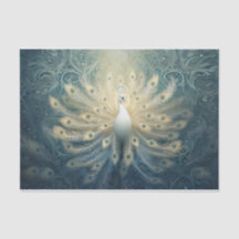 Paon en fleurs, plumes blanches, élégance