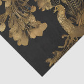 Papier Mousseline Paons dorés sur fond noir (Détail)