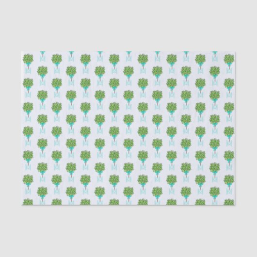 Papier Mousseline Papier à enveloppement vert Topiaire (Recto)