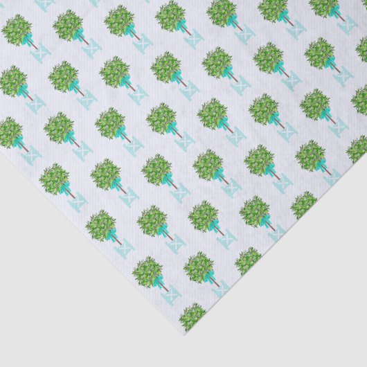 Papier Mousseline Papier à enveloppement vert Topiaire (Détail)