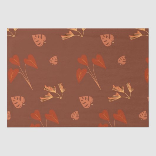 Papier Mousseline Papier à motif floral en terre cuite (Recto)