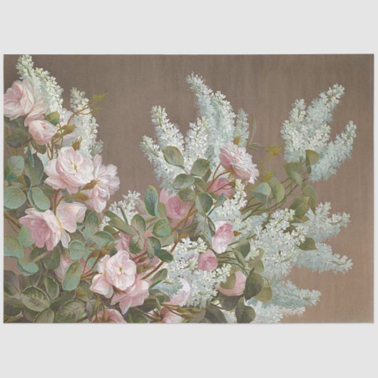 Papier Mousseline Papier à papier de papier blanc et rose floral (Recto)
