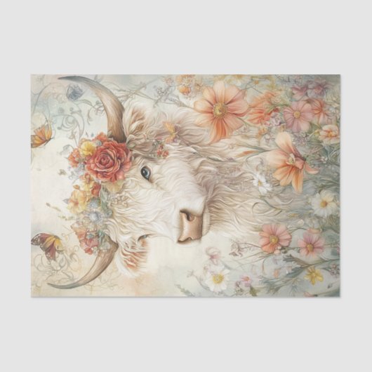 Papier Mousseline Papier à papier tissu Highland Cow (Recto)