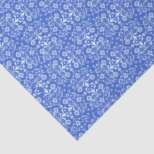 Papier Mousseline Papier bleu Damask Abstrait (Détail)