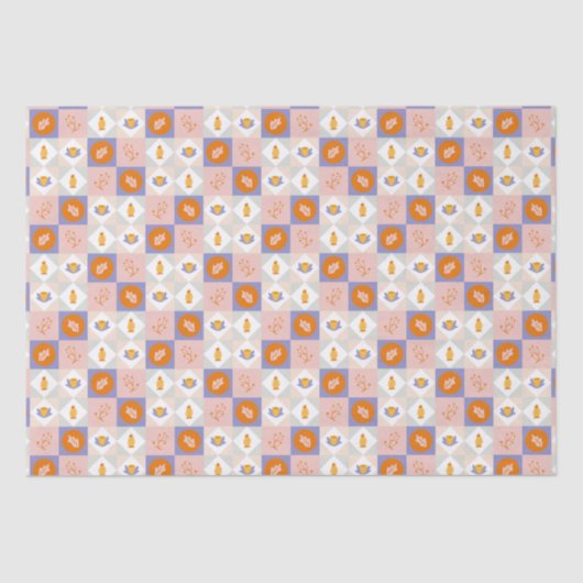 Papier Mousseline Papier cadeau carré et diamant | Automne, Thanksgi (Recto)