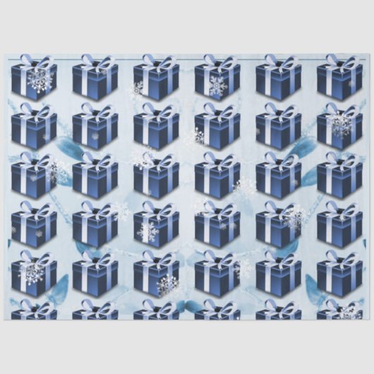 Papier Mousseline Papier cadeau de Noël bleu (Recto)