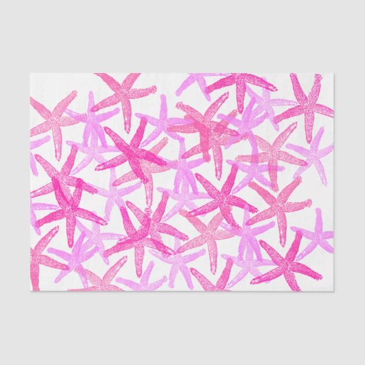 Papier Mousseline Papier cadeau Tissu Nautique étoile rose blanc (Recto)