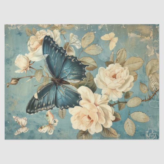 Papier Mousseline Papier chic Shabby bleu marine et papier rose (Recto)