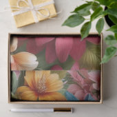 Papier Mousseline Papier couleur bleu rose floral (Cadeau)