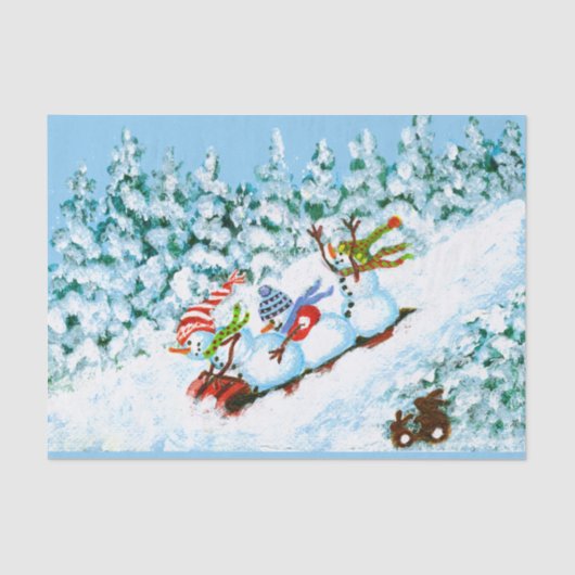 Papier Mousseline Papier de bonhommes de neige de Noël (Recto)