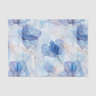 Papier Mousseline Papier de découpage bleu floral translucide