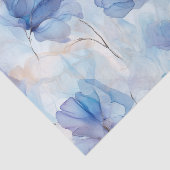 Papier Mousseline Papier de découpage bleu floral translucide (Détail)