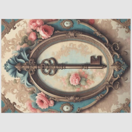 Papier Mousseline Papier de découpage clé Rococo victorien - Rose ro (Recto)