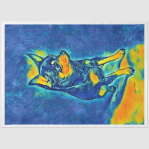 Papier Mousseline Papier de découpage coloré Chihuahua bleu et jaune