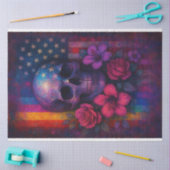 Papier Mousseline Papier de découpage crâne & fleurs & drapeaux - LG (Artisanat)