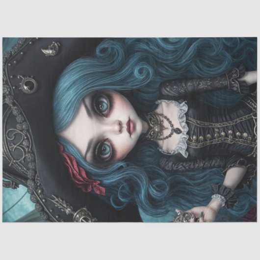 Papier Mousseline Papier de découpage de fille pirate décortiquée en (Recto)