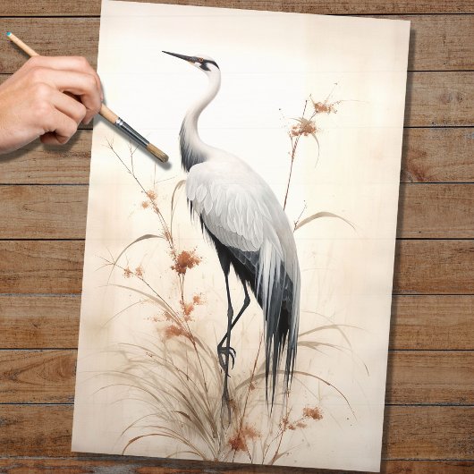 Papier Mousseline Papier de découpage de la grue japonaise 2