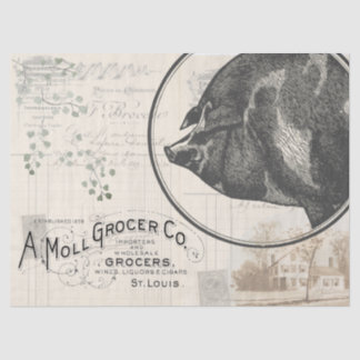 Papier Mousseline Papier de découpage de l'épicerie de porc vintage