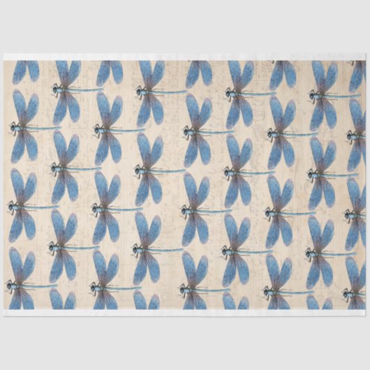 Papier Mousseline Papier de découpage de meubles de libellules bleue (Recto)