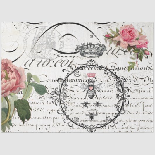 Papier Mousseline Papier de découpage de script Floral Queen Bee (Recto)
