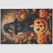 Papier Mousseline Papier de découpage Halloween Witch Chat 1 (Recto)