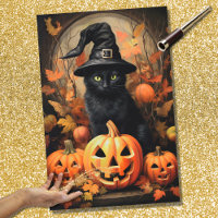Papier de découpage Halloween Witch Chat 1