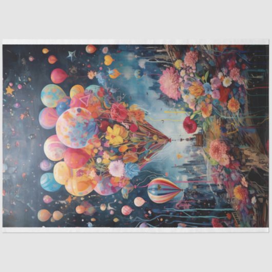 Papier Mousseline Papier de découpage - Rêves flottants (Recto)