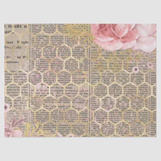 Papier Mousseline Papier de découpage sur les peintures de miel Rose (Recto)