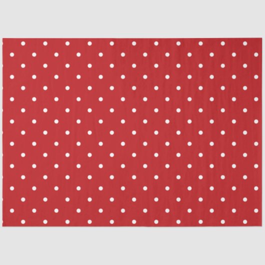 Papier Mousseline Papier de fond à points polka rouge et blanc (Recto)