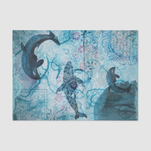 Papier Mousseline Papier de fond marin pour baleine (Recto)