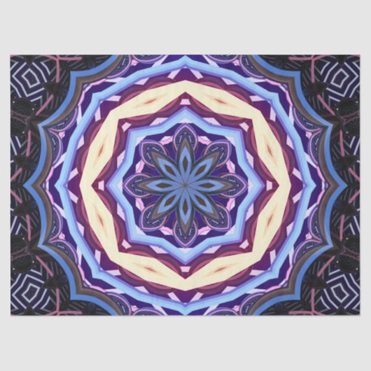 Papier Mousseline papier de mandala de fleurs bleues (Recto)